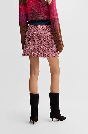 Пола BOSS A-Line Tweed Skirt with Denim Trims Червено | 50531027, 1