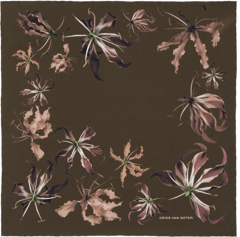 Шал Dries Van Noten Floral Printed Pocket Square Кафяво | 252-021301-2010