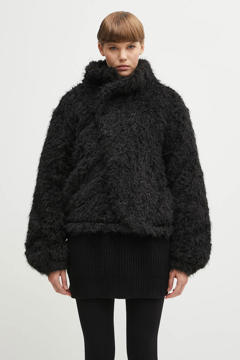 Яке HELIOT EMIL Heliot Emil Shaggy High Neck Jacket Черно | AW25.W.02.168.BLK01