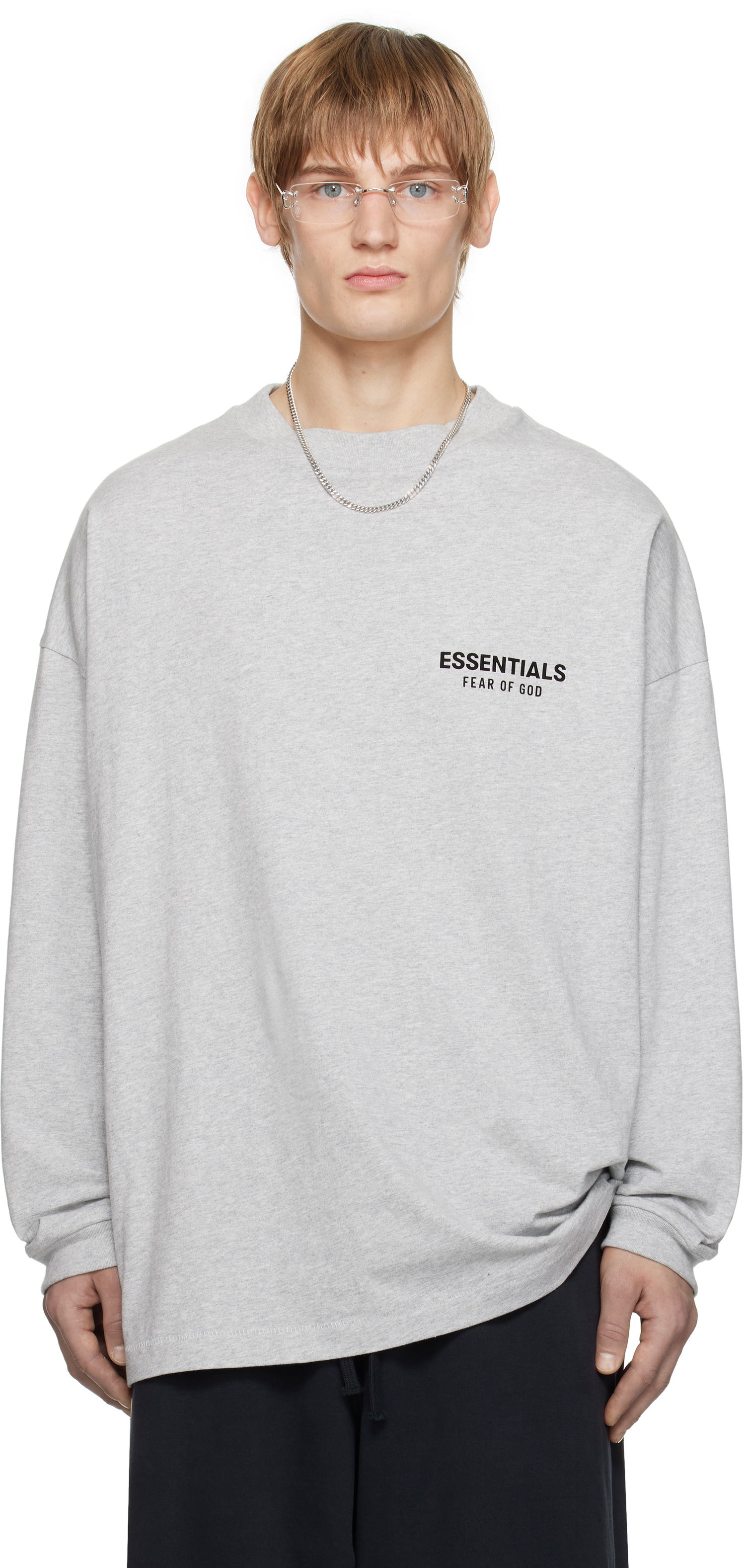 Пуловер Fear of God Fear of God ESSENTIALS Jersey Long Sleeve T-Shirt Сиво | 125HO244378F, 0