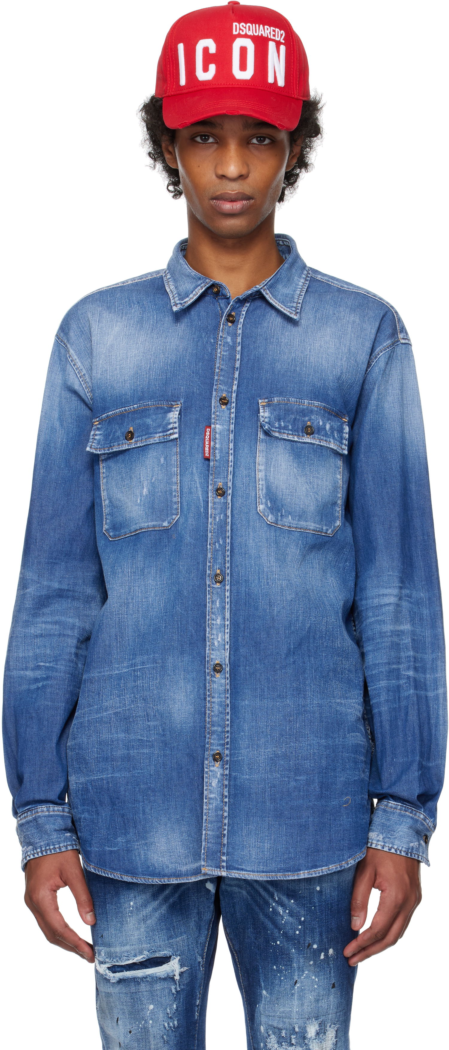 Риза DSQUARED2 Dsquared2 Dan Worker Pocket Denim Shirt Синьо | S74DM0904_S30341, 0