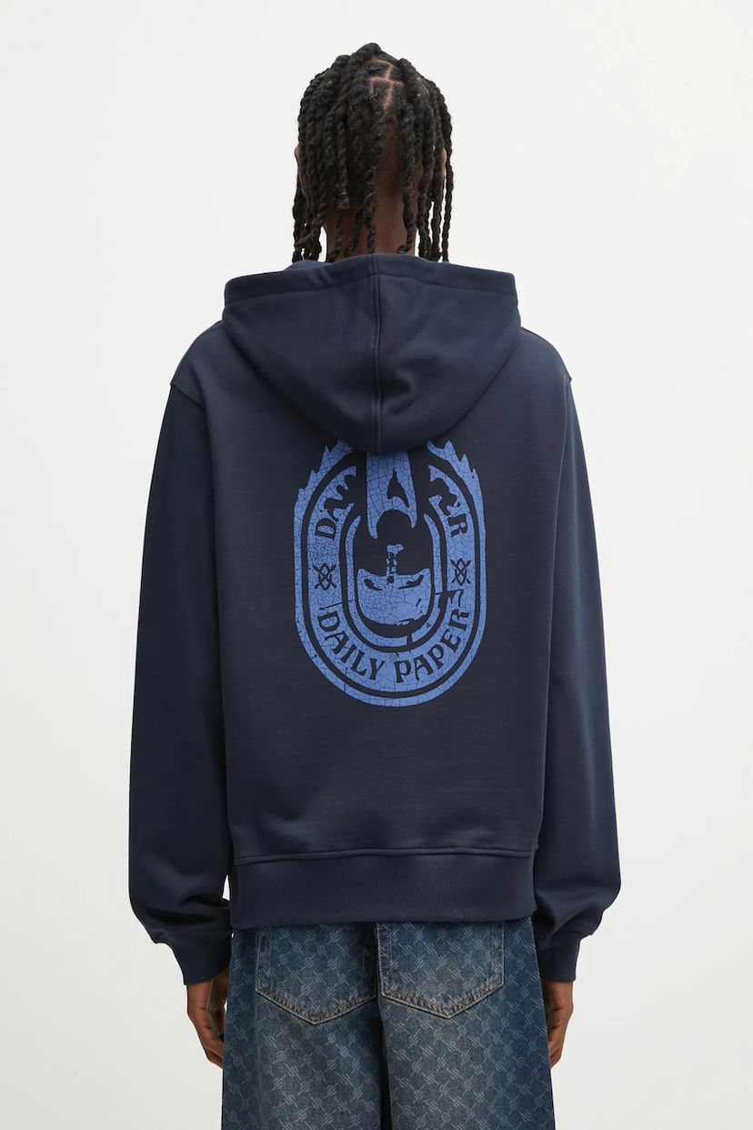 Суитчър DAILY PAPER Daily Paper Candle Label Graphic Print Hoodie Тъмно синьо | 2521106