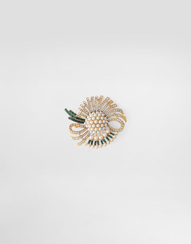 Dolce & Gabbana Sicilian Gentlemen Pearl & Crystal Brooch