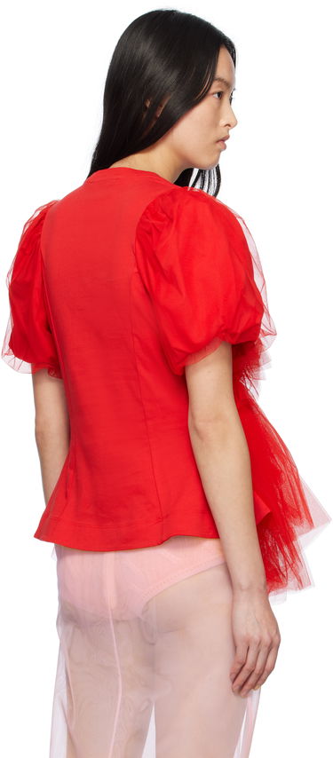 Тениска Simone Rocha Simone Rocha Tulle Overlay Puff Sleeve Tutu Hem T-Shirt Червено | 5310 0553, 2