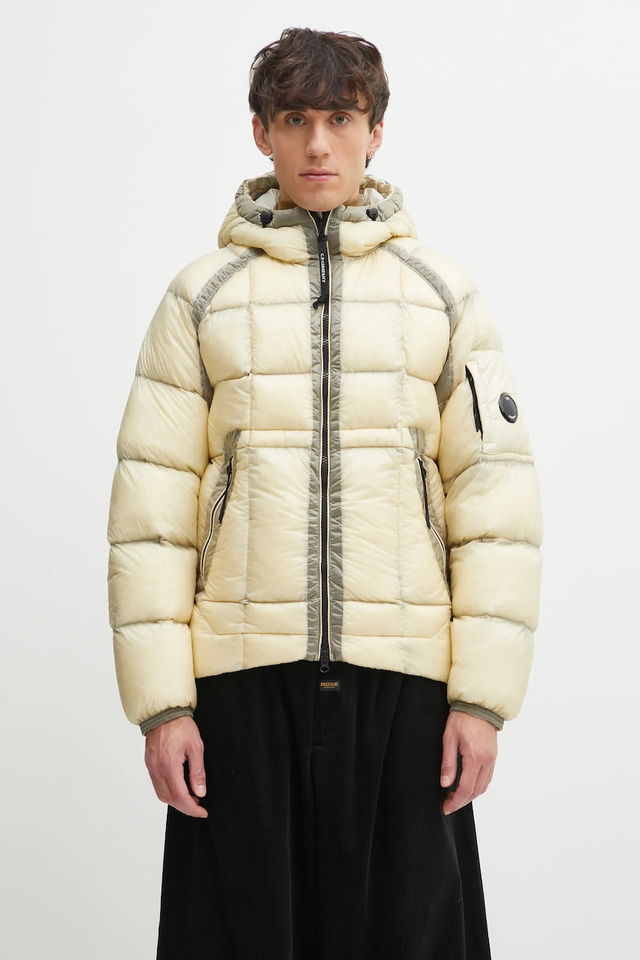 Winter Hooded Quilted Down Puffer Jacket with Contrast Trim