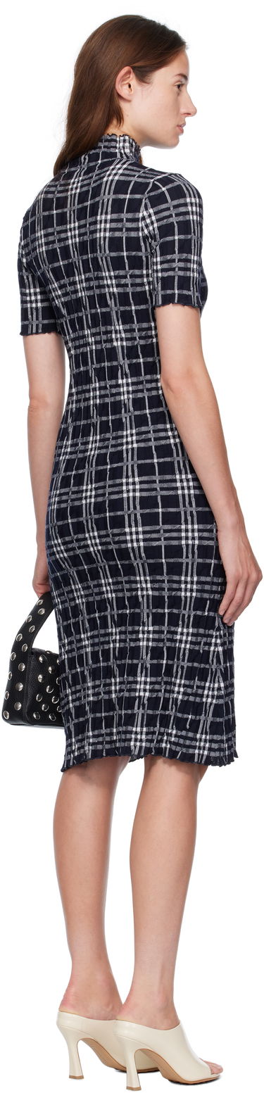 Pокля Burberry Burberry Check Wool Blend Midi Dress Тъмно синьо | 8111428, 2