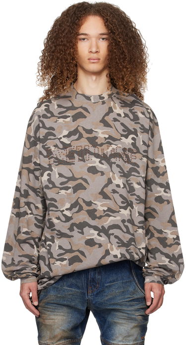 Пуловер We11done We11done Camo Long Sleeve T-Shirt Сиво | WD-TT0-24-792-U-GY, 0