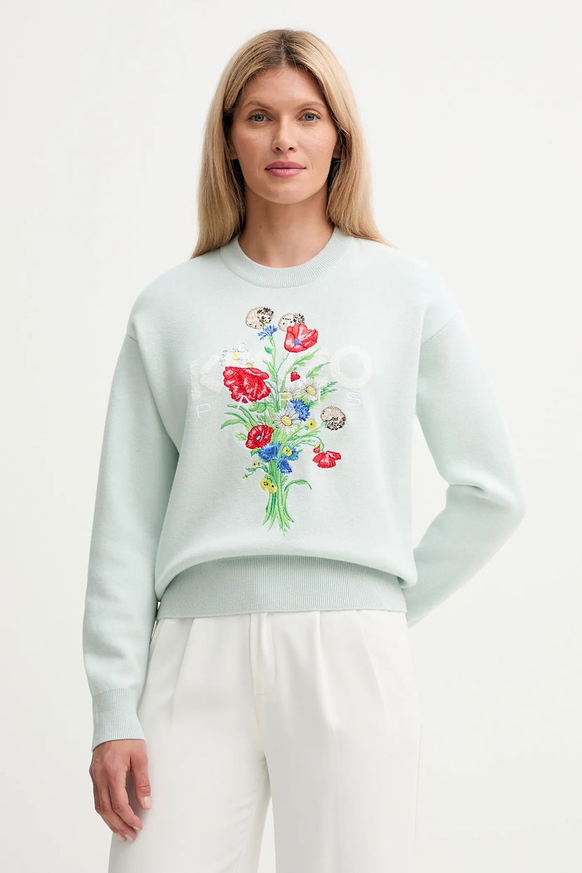Пуловер KENZO Kenzo Women's Floral Sweater Зелено | FF62PU7303BG