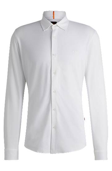 Slim Fit Melange Cotton Piqué Shirt