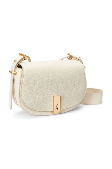 Чанта през рамо Polo by Ralph Lauren White Leather Saddle Bag Бяло | 428932626, 1