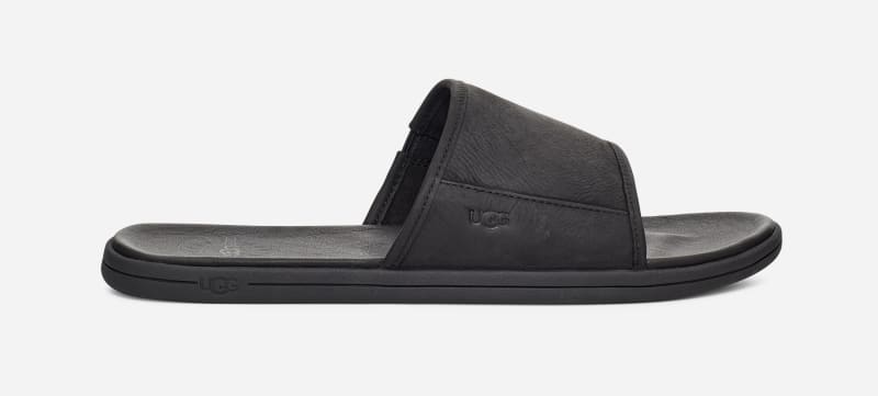 Кецове и обувки UGG ® Seaside Slide for Men in Black, Size 6, Leather Черно | 1117656-BLLE