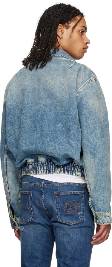 Яке бомбър Dolce & Gabbana Dolce&Gabbana Tag Denim Bomber Jacket Синьо | G9BKNDG8ME5, 2