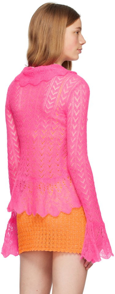 Пуловер ERL Pink Ruffled Cardigan Розово | ERL06N103, 2
