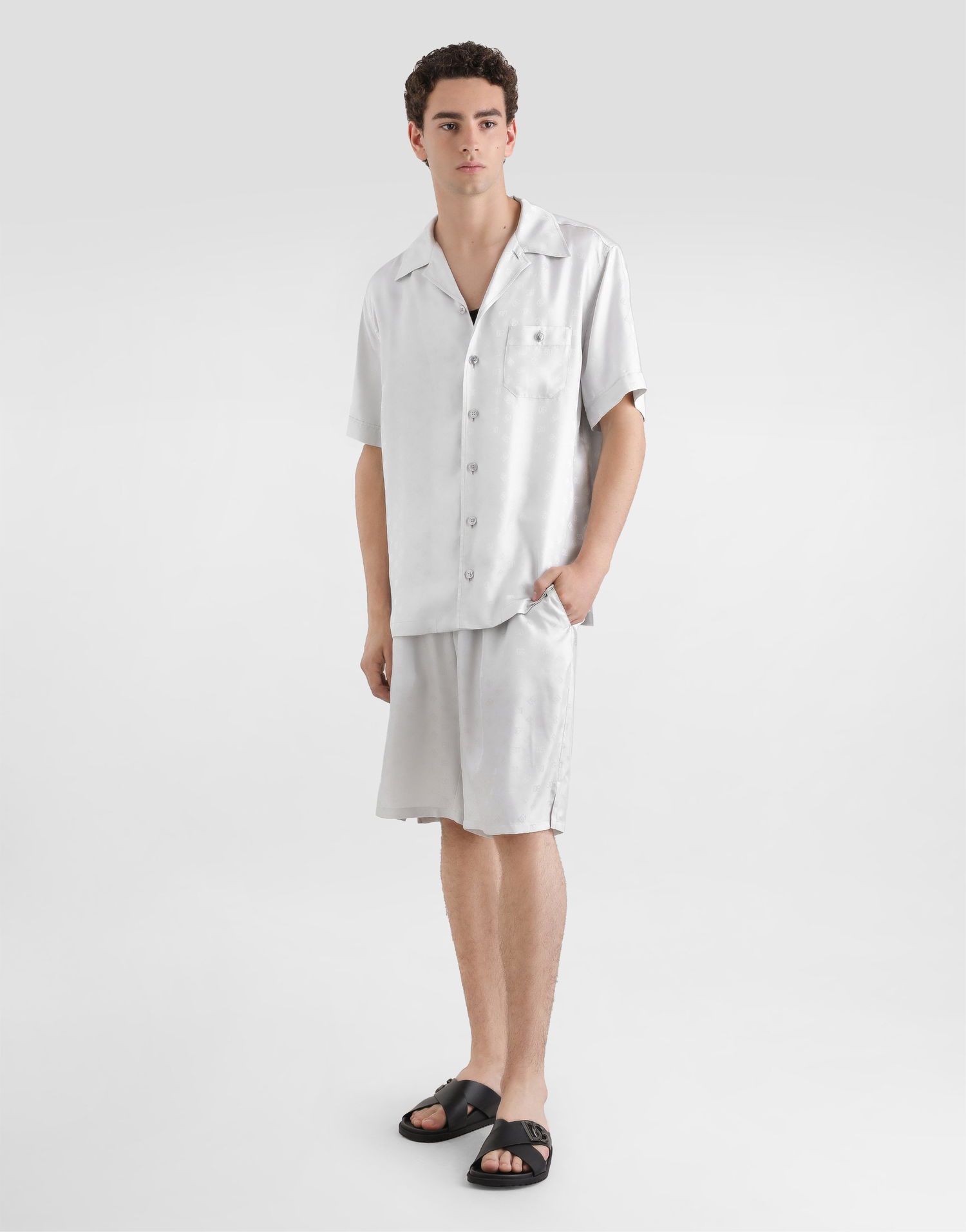 Риза Dolce & Gabbana Dolce & Gabbana DG Jacquard Logo Hawaii Shirt Бяло | G5JH9TFJ1JYN4534, 1