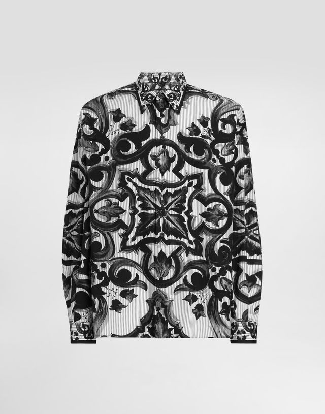 Dolce & Gabbana Majolica Print Oversized Striped Shirt