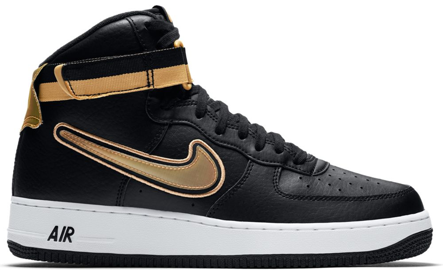 Кецове и обувки Nike Air Force 1 High NBA Black Metallic Gold Черно | AV3938-001, 0