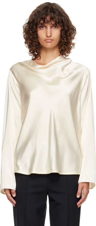 Риза Loulou de Saison Loulou de Saison Riddy Draped Satin Blouse Бяло | RIDDY, 0