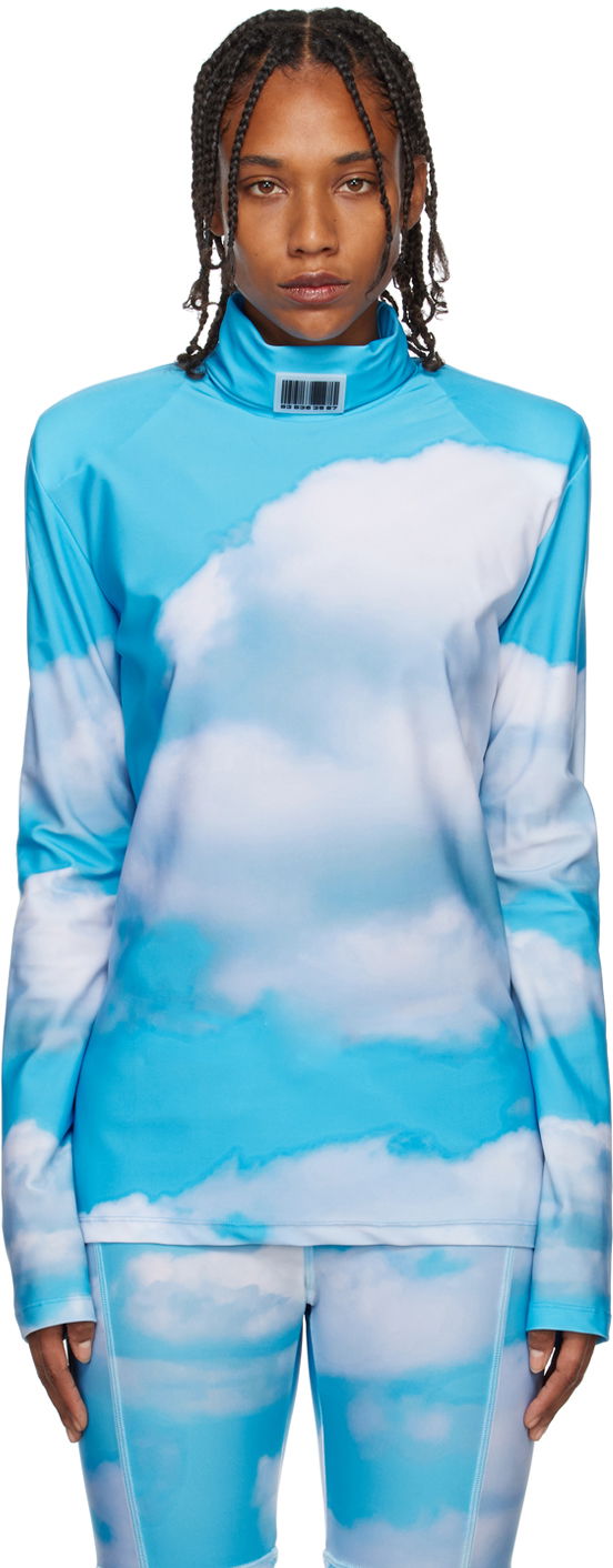 Пуловер VETEMENTS VTMNTS Turtleneck Clouds Print Синьо | VL14TO300S, 0
