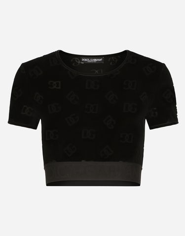 Съкратен топ Dolce & Gabbana T-shirt M/corta Giro Черно | F8S63TFJ7DLN0000, 0