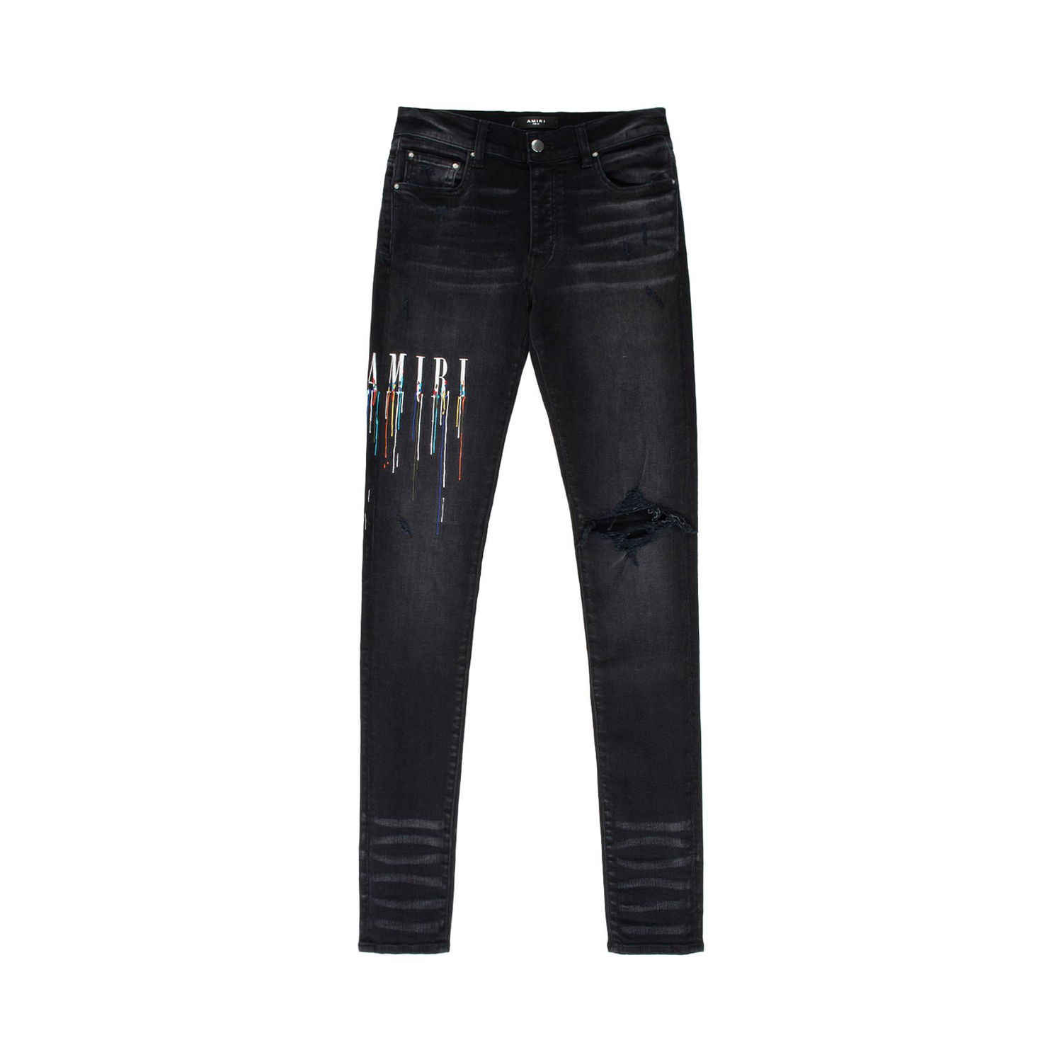 Дънки AMIRI Paint Drip Logo Jeans Черно | PS22MDS142 023 AGED, 1