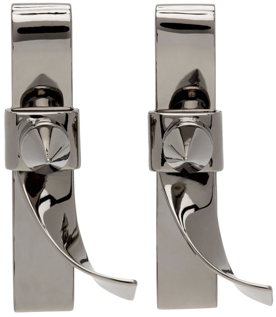Обеци We11done We11done Spike Ribbon Clip-On Earrings Металик | WD-AJ1-22-751-U-DG, 0