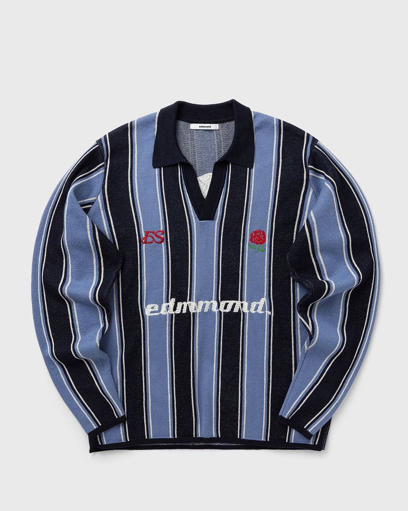 Поло тениска Edmmond Studios Striped Knitted Polo Shirt Синьо | 325-60-20540
