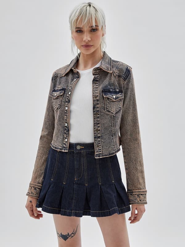 Риза GUESS Originals Front Buttons Denim Shirt Сиво | W3YG28D4ON0, 0