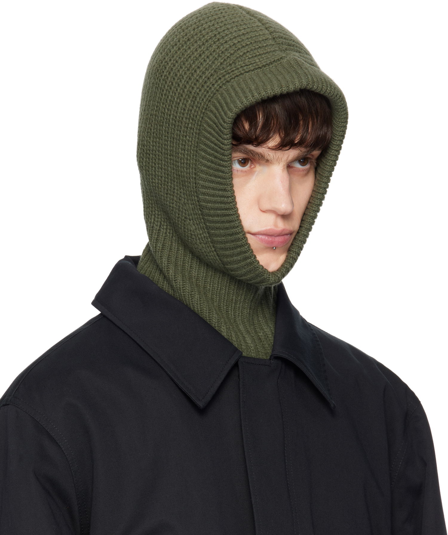 Шапка LEMAIRE Lemaire Lambswool Hooded Balaclava Зелено | AC1147 LK1026, 1