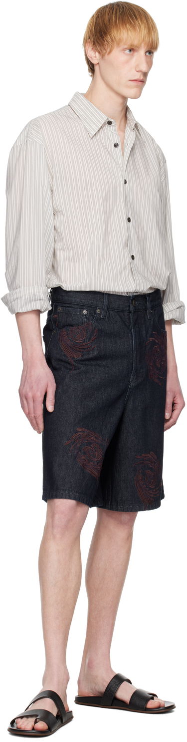 Къси панталони Dries Van Noten Dries Van Noten Embroidered Denim Shorts Синьо | 251-080918-1554, 3