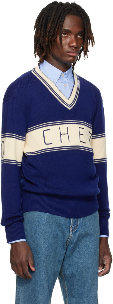 Пуловер Valentino Valentino 'Chez Valentino' Jacquard Pattern Sweater Синьо | 7V3KC34KB02, 1