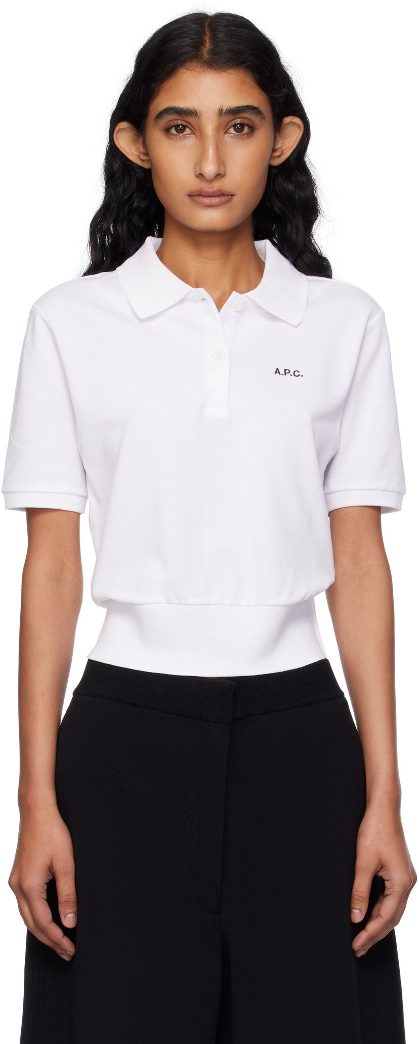 Поло тениска A.P.C. A.P.C. Océane Cropped Polo Бяло | COGWZ-F26522