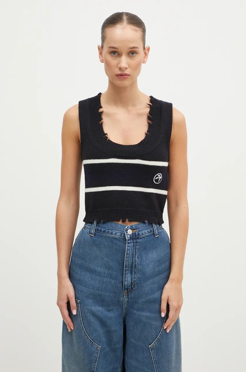 Пуловер Ambush Destroyed Rib Round Neck Vest Черно | BWHT003F24KNI0011031, 0