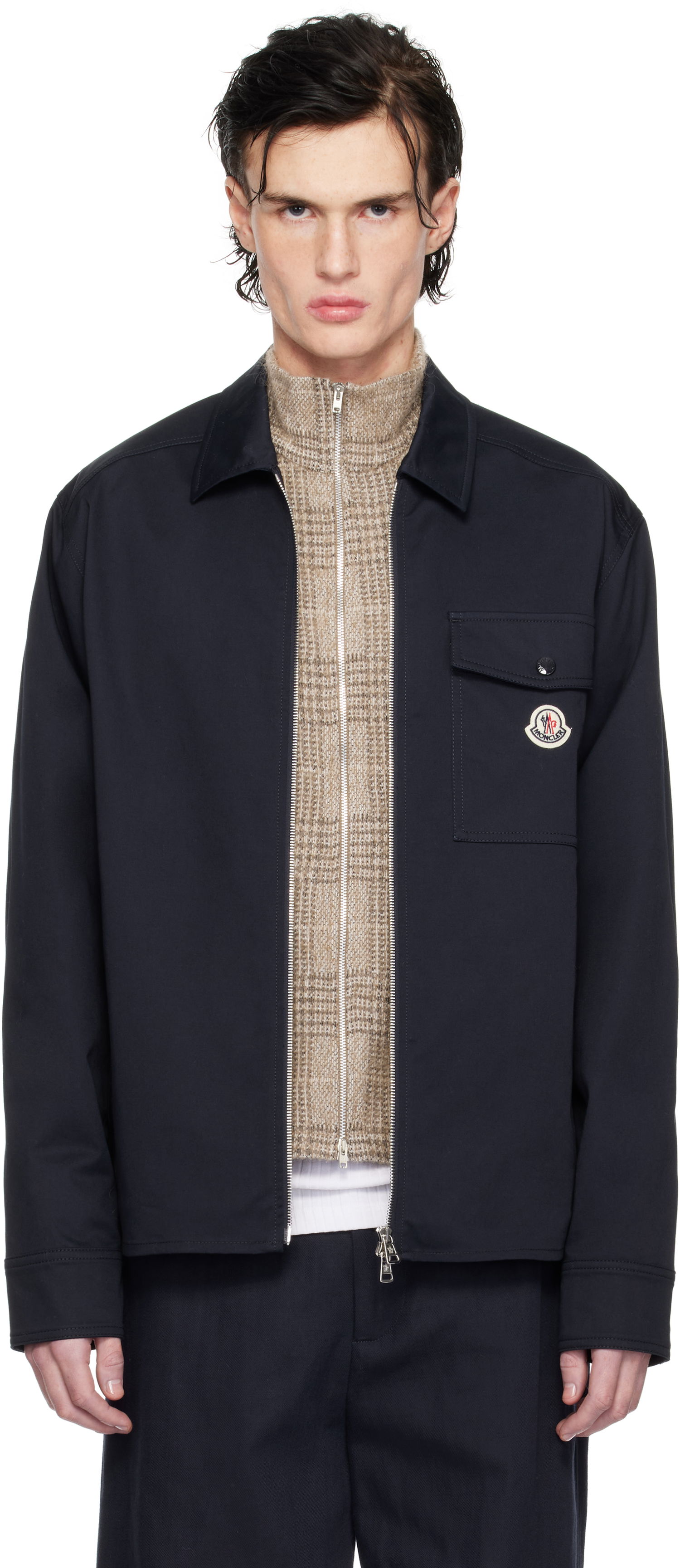 Яке Moncler Cotton Gabardine Zip-Up Jacket Тъмно синьо | K10912F0000557448, 0