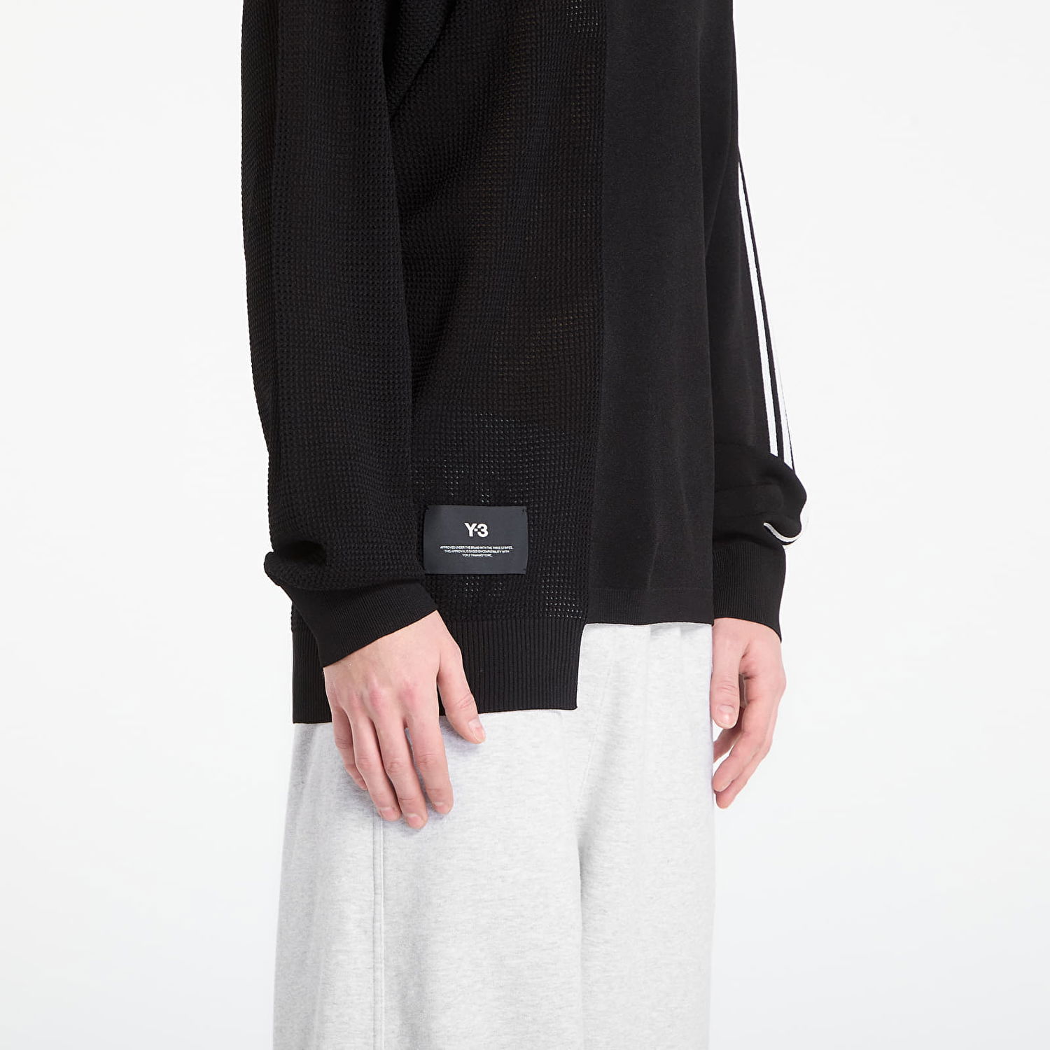 Суитчър Y-3 Y-3 Raw Edge 3 Stripes Crewneck Sweatshirt Черно | KR2395, 1