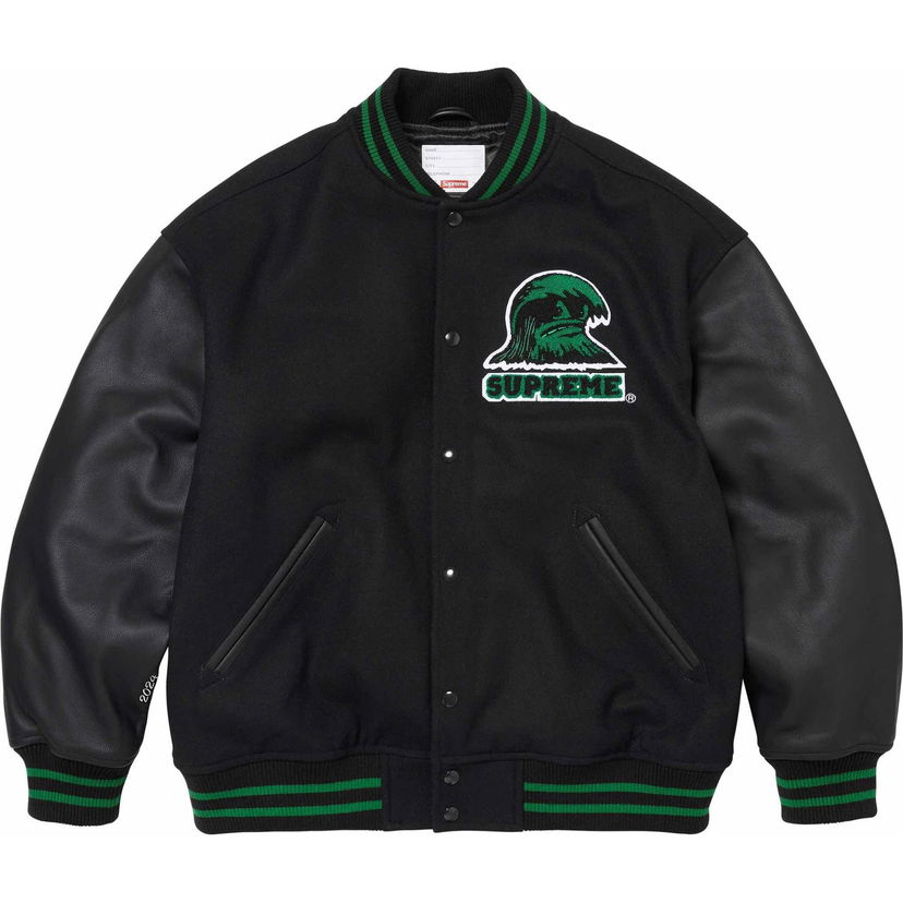 Яке бомбър Supreme Wave Varsity Jacket Черно | SUP-SS24-180