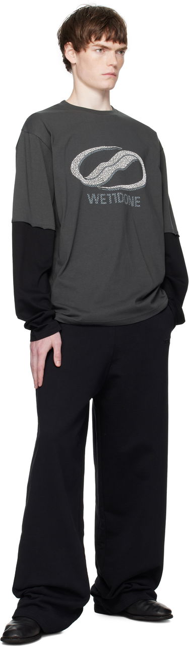 Тениска We11done We11done Pearl Logo Layered Long Sleeve T-Shirt Сиво | WD-TT2-25-739-U-CH, 3