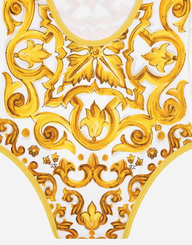 Бански Dolce & Gabbana Dolce & Gabbana Majolica Print One-Piece Swimsuit Бяло | L2J812ON00SH23TN, 3