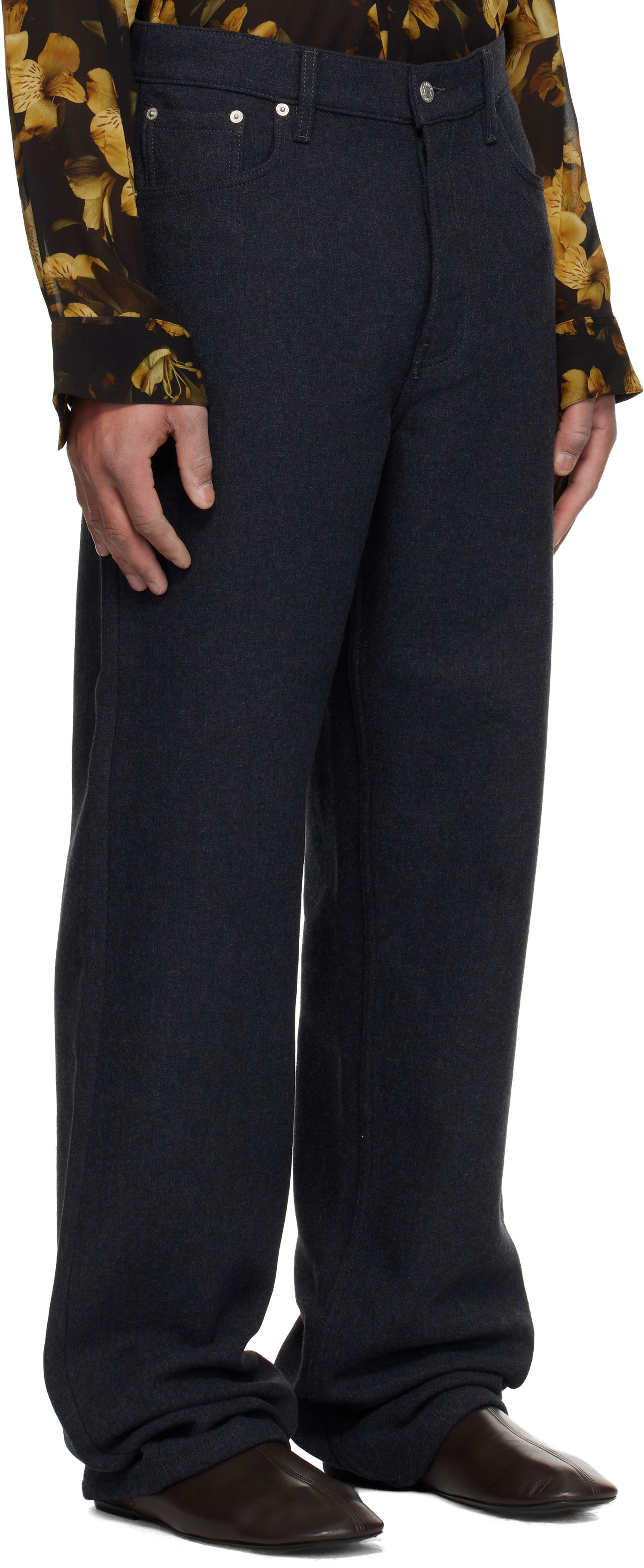 Панталони Dries Van Noten Dries Van Noten Loose Fit Trousers Сиво | 252-020928-2118, 1
