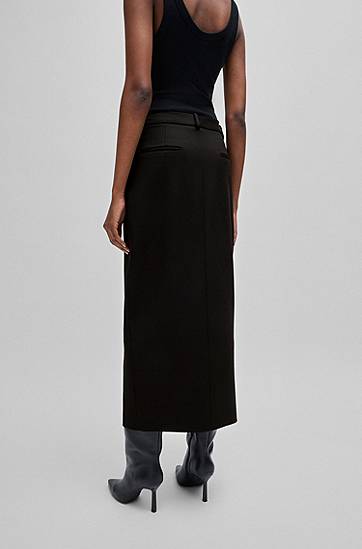 Пола BOSS Stretch Maxi Skirt with High Front Slit Черно | 50519310, 1