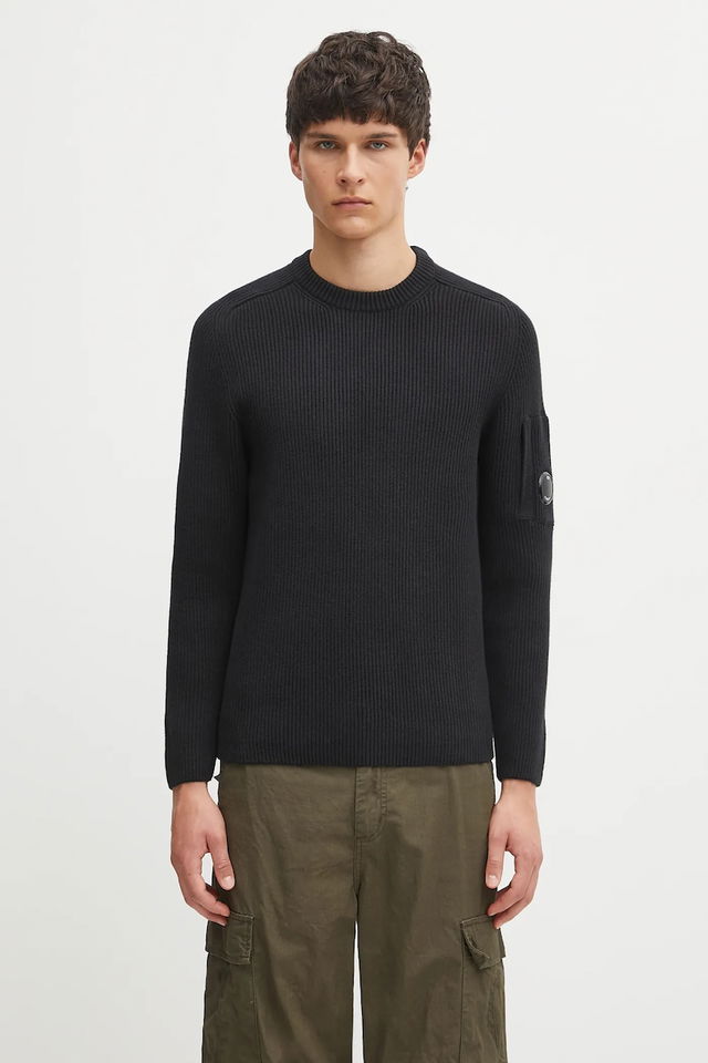 C.P. Company Ribbed Knit Sweater with Lens Detail