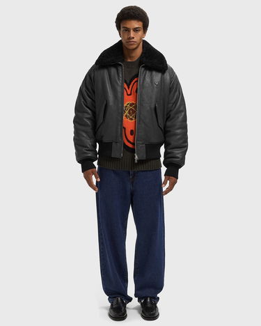 Яке бомбър AMI Leather Bomber Jacket with Shearling Collar Черно | HJK857.LH0044-020, 1