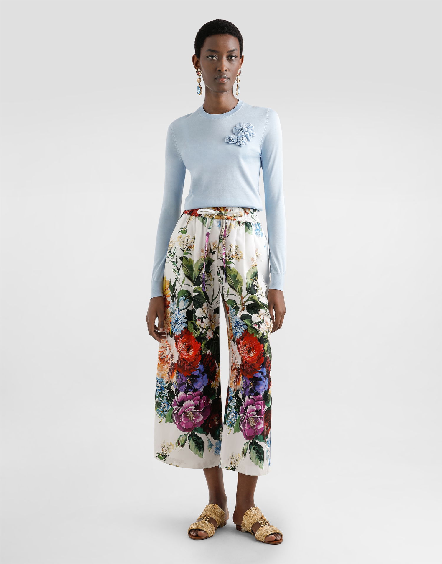 Пуловер Dolce & Gabbana Dolce & Gabbana Silk Pullover with Flower Brooch Синьо | FXX48ZJBSO1B1581, 1