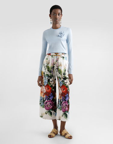Пуловер Dolce & Gabbana Dolce & Gabbana Silk Pullover with Flower Brooch Синьо | FXX48ZJBSO1B1581, 1