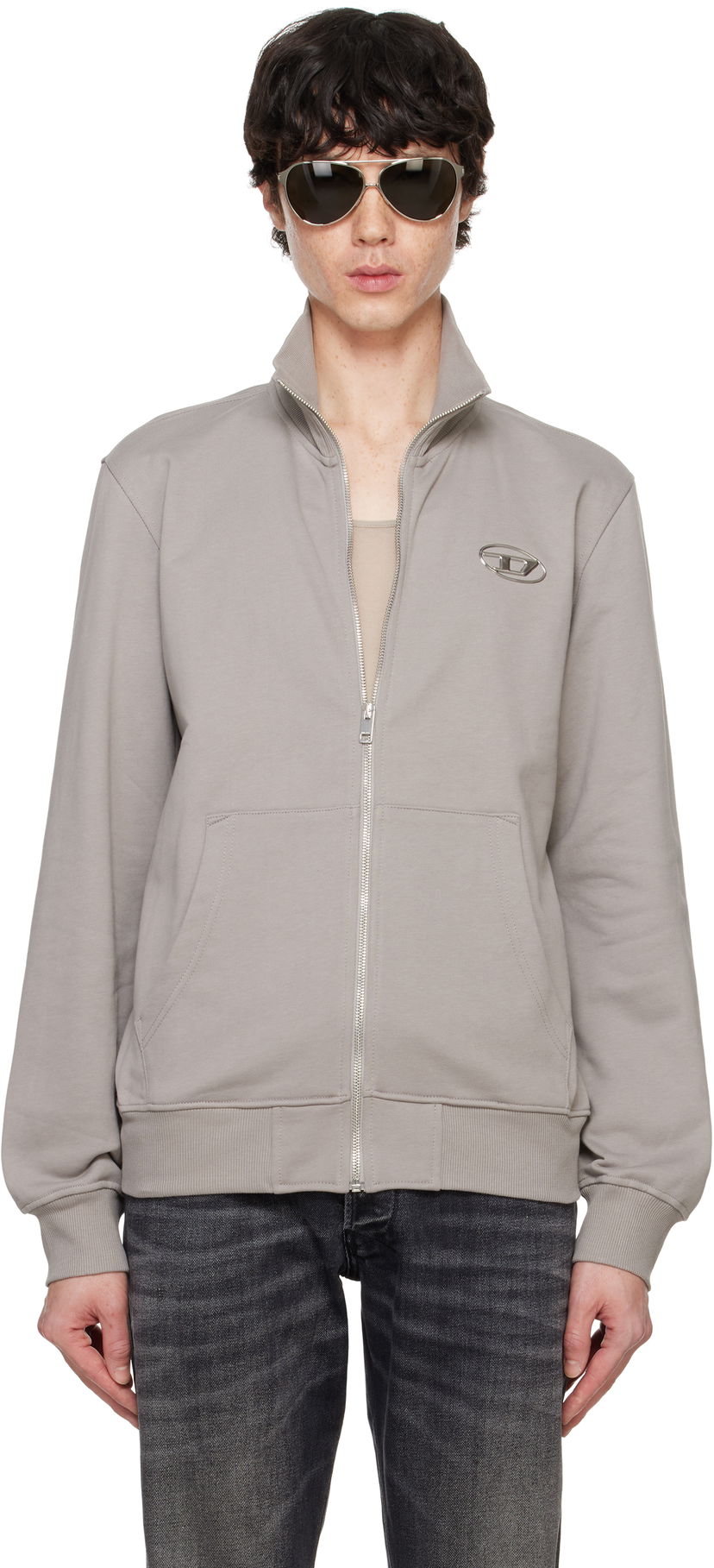 Суитчър Diesel S-Ginni-Zip-Od Zip-Up Sweatshirt Сиво | A11439-0IAJH-9BX