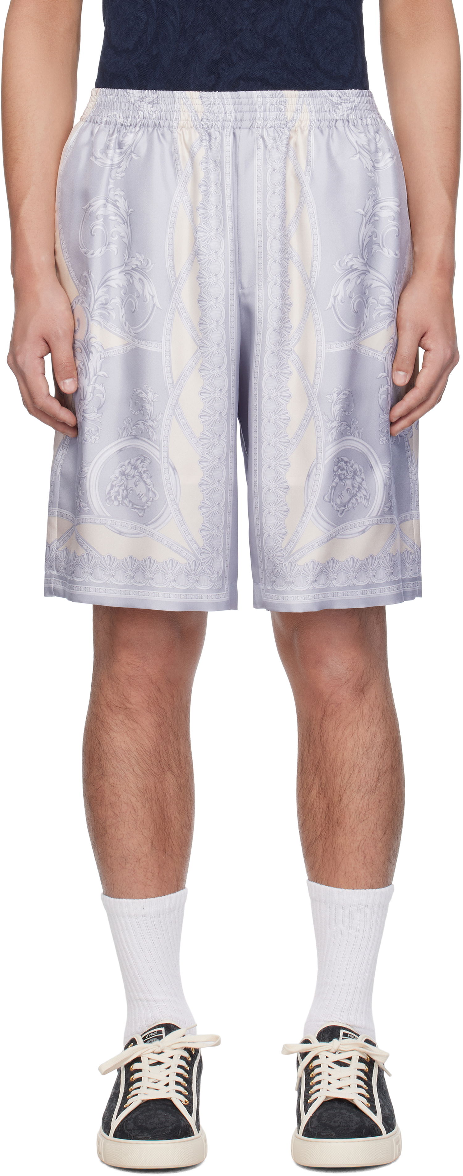 Къси панталони Versace Versace 'La Coupe des Dieux' Silk Shorts Лилаво | 1002476_1A11391, 0