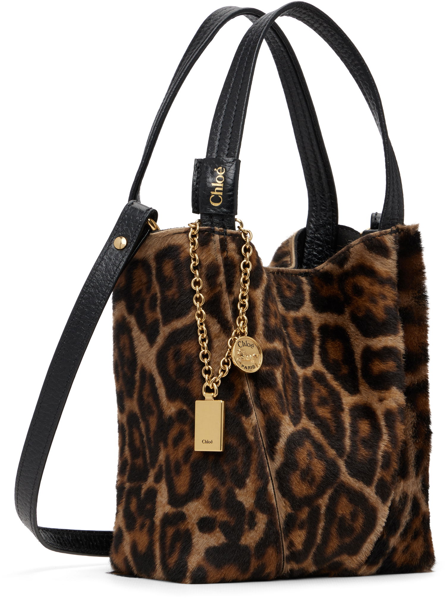 Голяма пазарска чанта CHLOÉ Small Leopard Print Calf-Hair 'Chloé' Spin Tote Многоцветен | CH25WS812Q20, 1