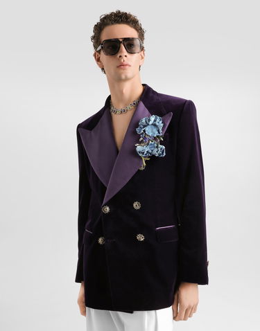 Яке Dolce & Gabbana Sicilia Double-breasted Smooth Velvet Jacket Лилаво | G2VO3ZFUVG7B0324, 3