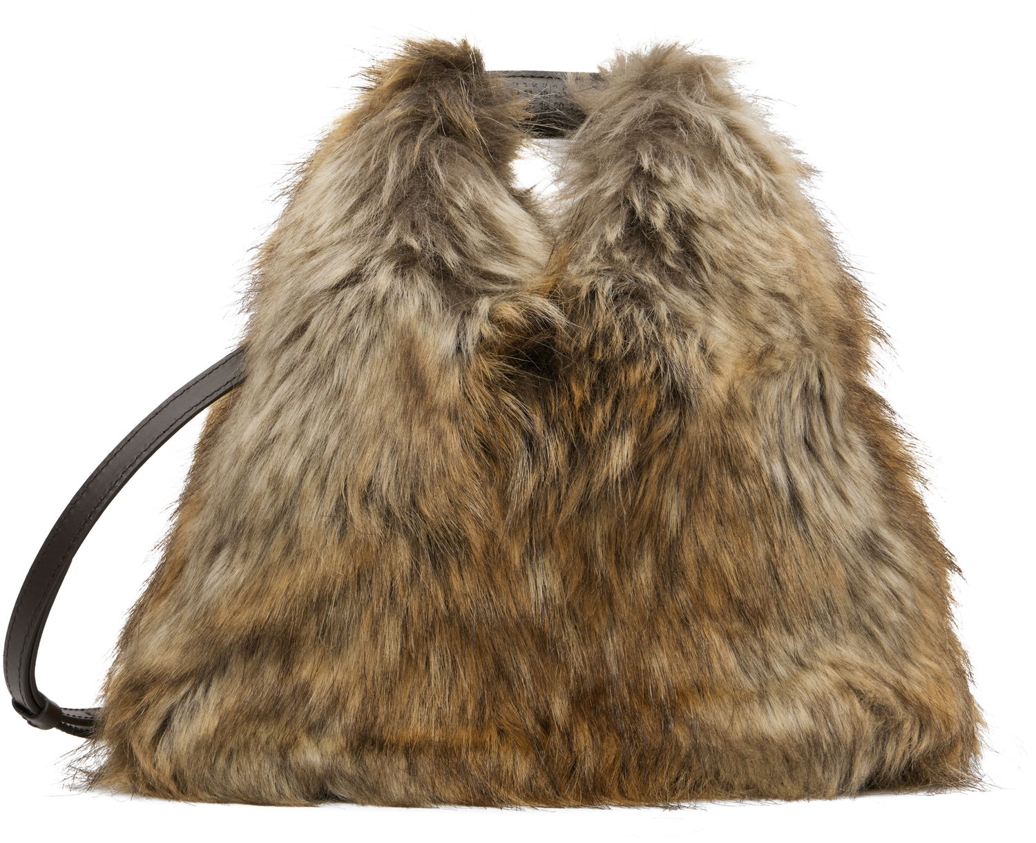 Дамска чанта Maison Margiela MM6 Maison Margiela Triangle Crossbody Faux-Fur Bag Кафяво | SB6WD0026P8486, 0