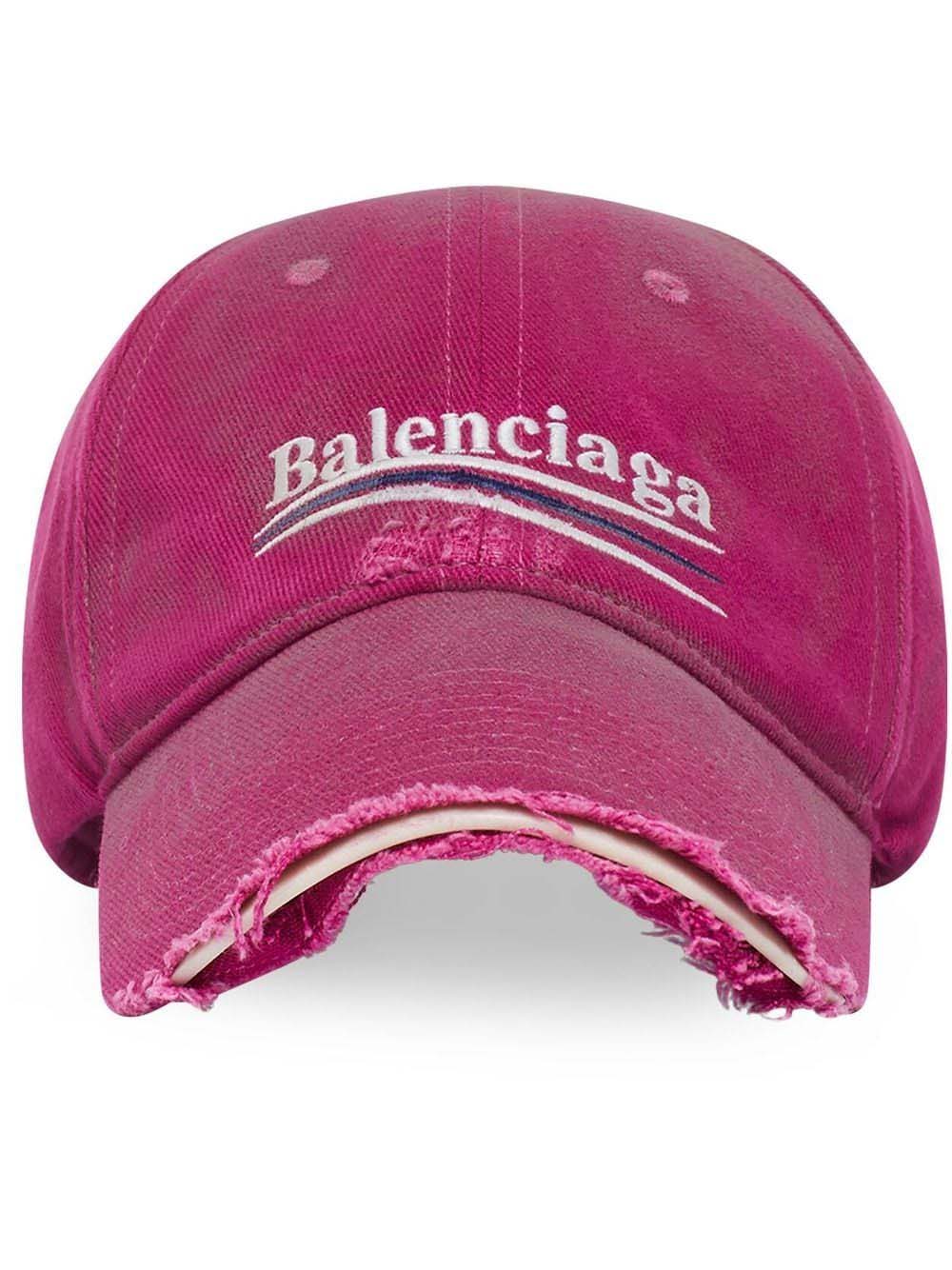 Шапка с козирка Balenciaga Political Campaign Distressed Cap Pink Розово | 673320410b20517, 0