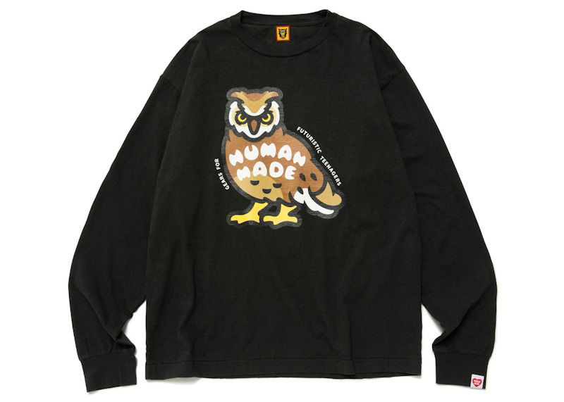 Тениска Human Made Owl Print Long Sleeve T-Shirt Черно | HM25CS028, 0